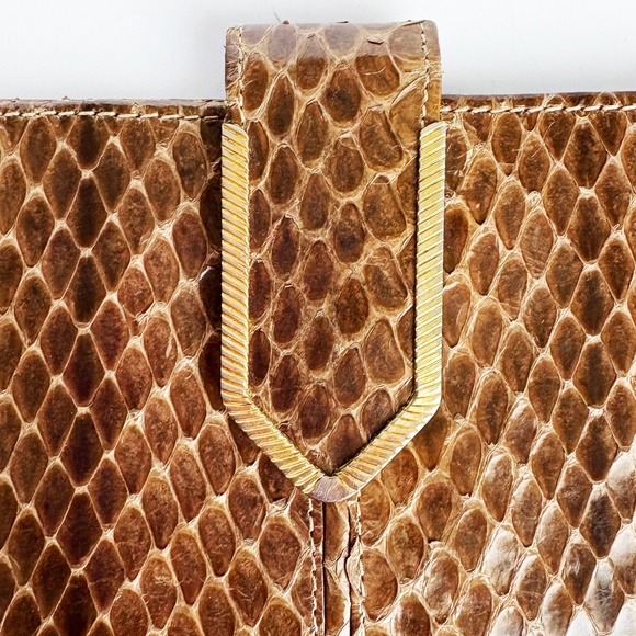 Judith Leiber Wallet Snakeskin Leather Small Card Holder Bifold Vintage Rare - Picture 2 of 8